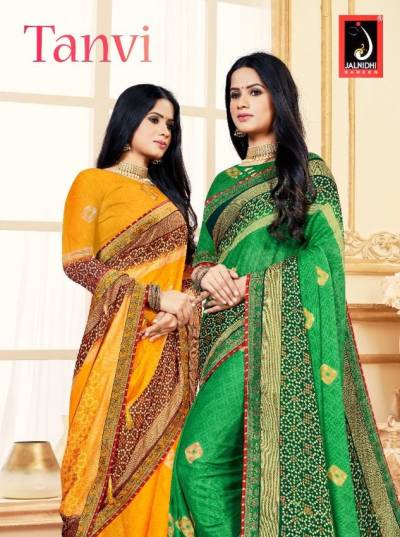 Tanvi By Jalnidhi Fancy Double Border Printed Saree Collection
